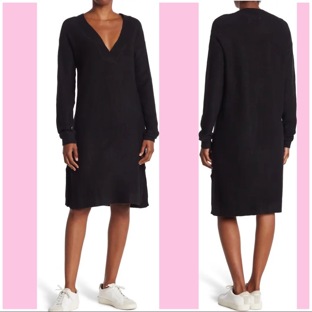 🆕 STITCHDROP Vienna V-Neck Sweater Dress Black size medium